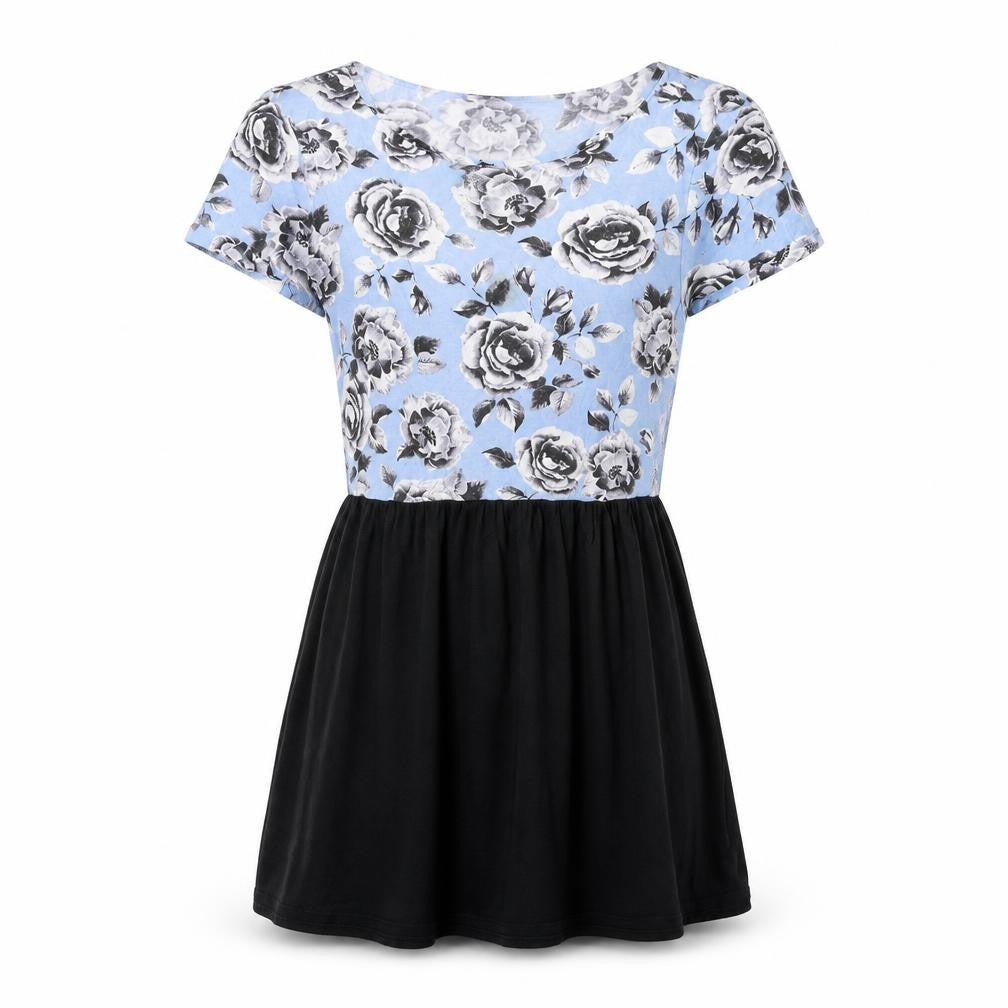 Front view of New Look women’s multicoloured floral viscose a-line, size UK 10, round neck pullover