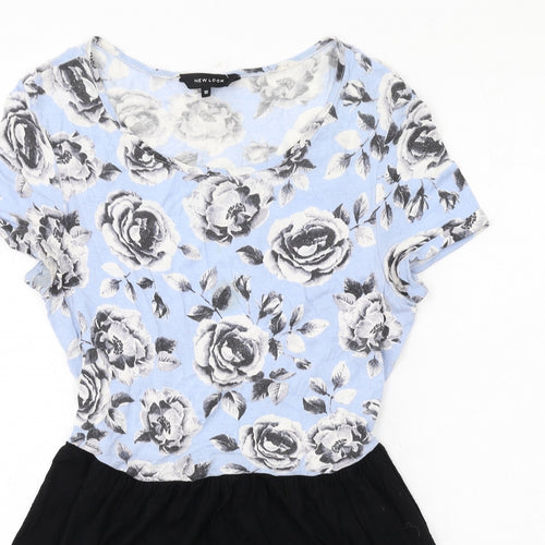 New Look Womens Multicoloured Floral Viscose A-Line Size 10 Round Neck Pullover