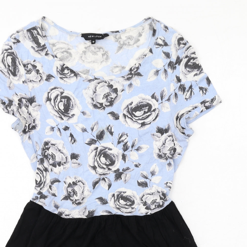 New Look Womens Multicoloured Floral Viscose A-Line Size 10 Round Neck Pullover