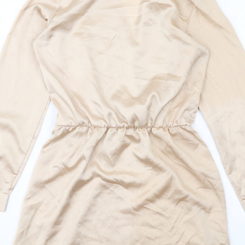 PRETTYLITTLETHING Womens Ivory Polyester A-Line Size 8 Collared Pullover