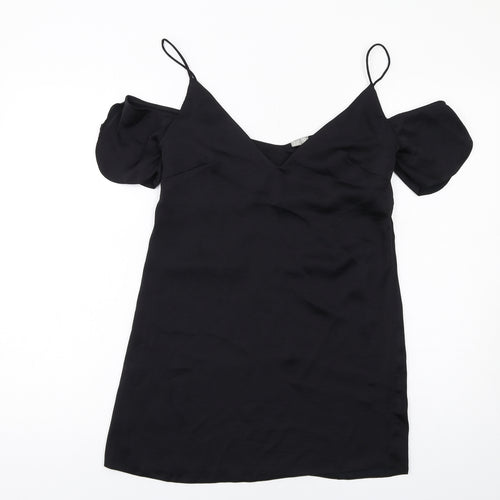 ASOS Womens Black Polyester A-Line Size XS V-Neck Pullover - Cold Shoulder