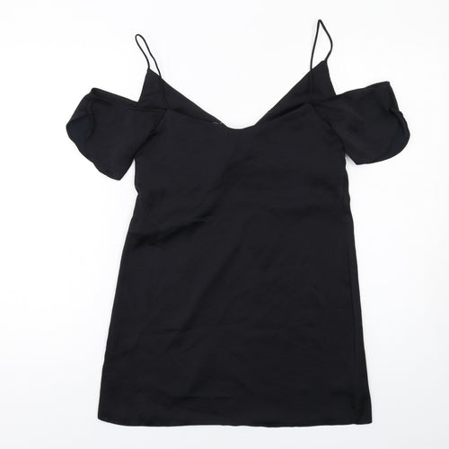 ASOS Womens Black Polyester A-Line Size XS V-Neck Pullover - Cold Shoulder