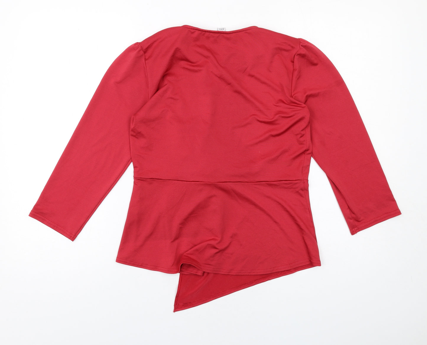 M&Co Womens Red Polyester Basic T-Shirt Size 8 Round Neck