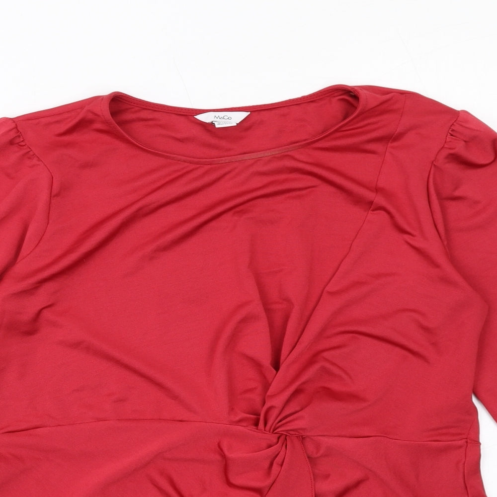 M&Co Womens Red Polyester Basic T-Shirt Size 8 Round Neck