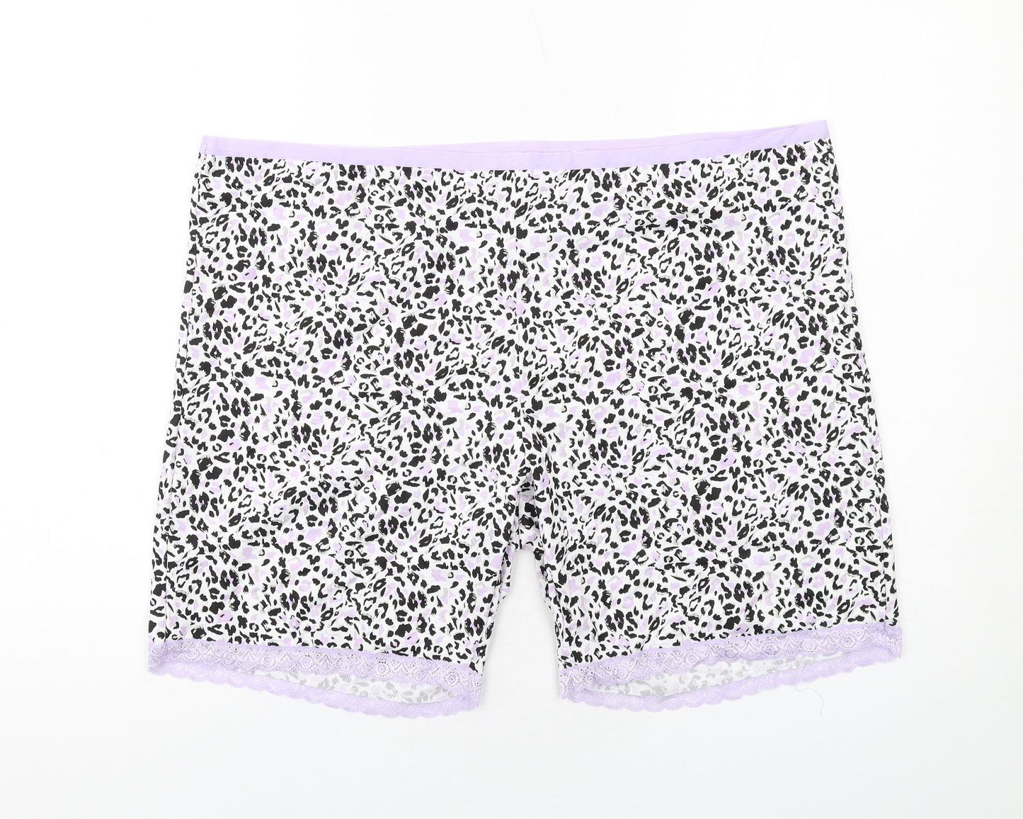 Yours Womens White Animal Print Polyester Basic Shorts Size 26 L9 in Regular Pull On