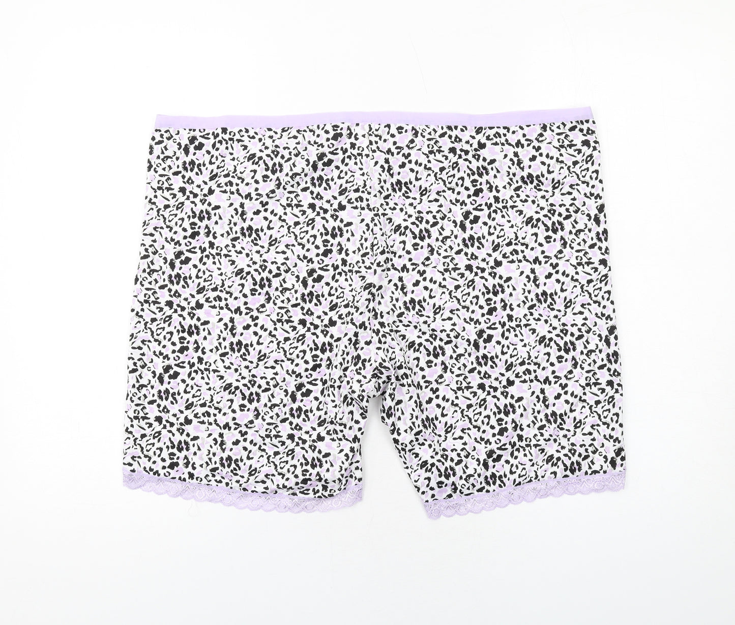 Yours Womens White Animal Print Polyester Basic Shorts Size 26 L9 in Regular Pull On