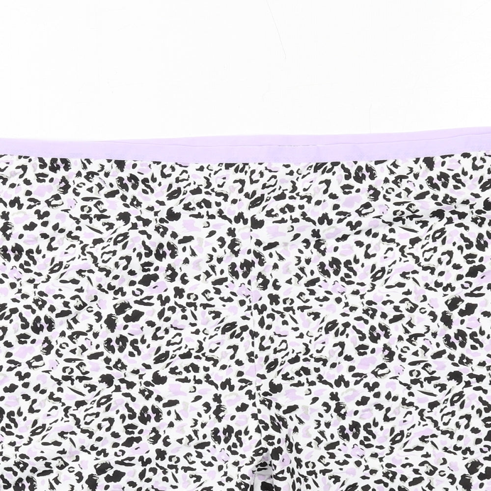 Yours Womens White Animal Print Polyester Basic Shorts Size 26 L9 in Regular Pull On