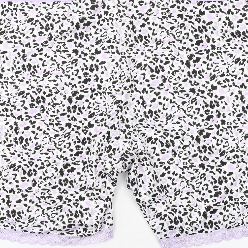 Yours Womens White Animal Print Polyester Basic Shorts Size 26 L9 in Regular Pull On
