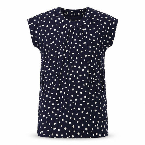 Grove Womens Blue Polka Dot Polyester T-Shirt Dress Size 12 Round Neck Pullover