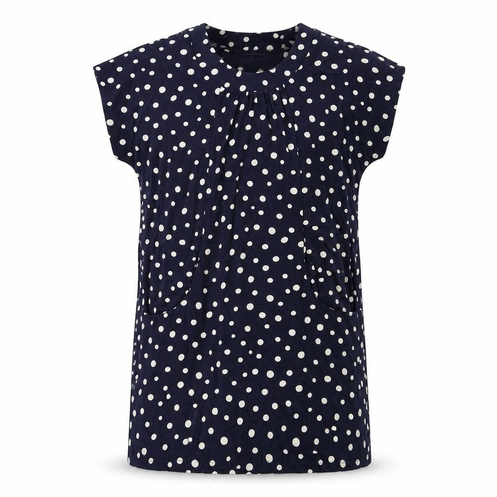 Grove Womens Blue Polka Dot Polyester T-Shirt Dress Size 12 Round Neck Pullover
