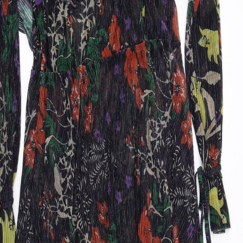 Zara Womens Multicoloured Floral Polyester A-Line Size M V-Neck Pullover