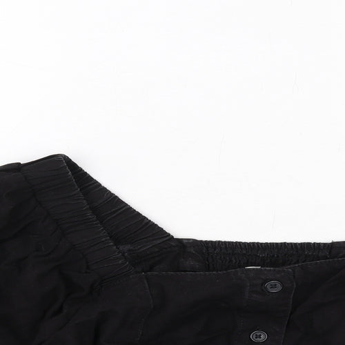 New Look Womens Black Cotton Cropped Blouse Size 6 Square Neck