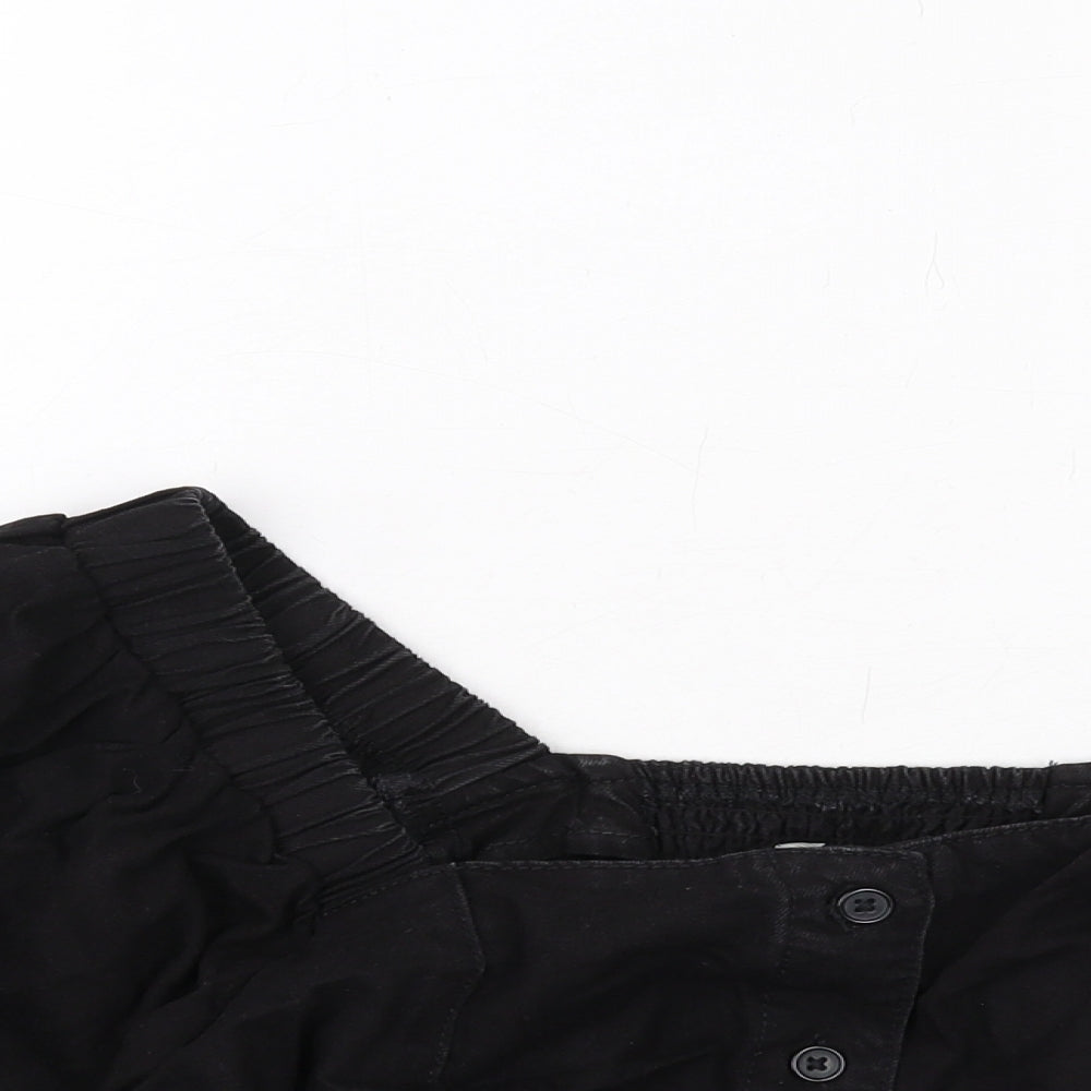 New Look Womens Black Cotton Cropped Blouse Size 6 Square Neck