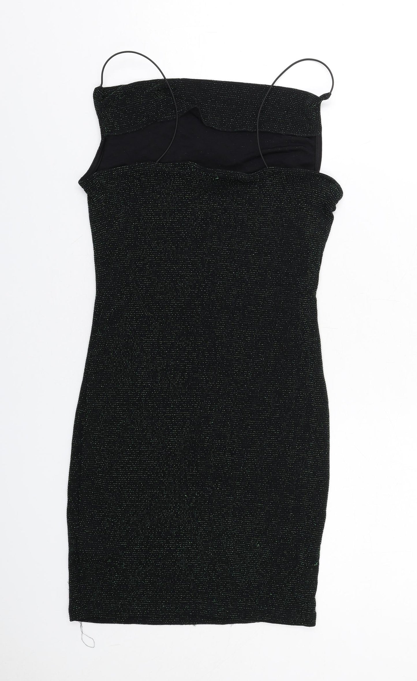 H&M Womens Black Polyester Tank Dress Size 8 Cowl Neck Pullover