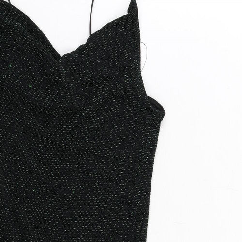H&M Womens Black Polyester Tank Dress Size 8 Cowl Neck Pullover