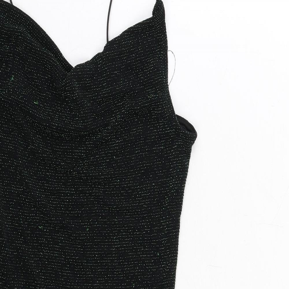 H&M Womens Black Polyester Tank Dress Size 8 Cowl Neck Pullover
