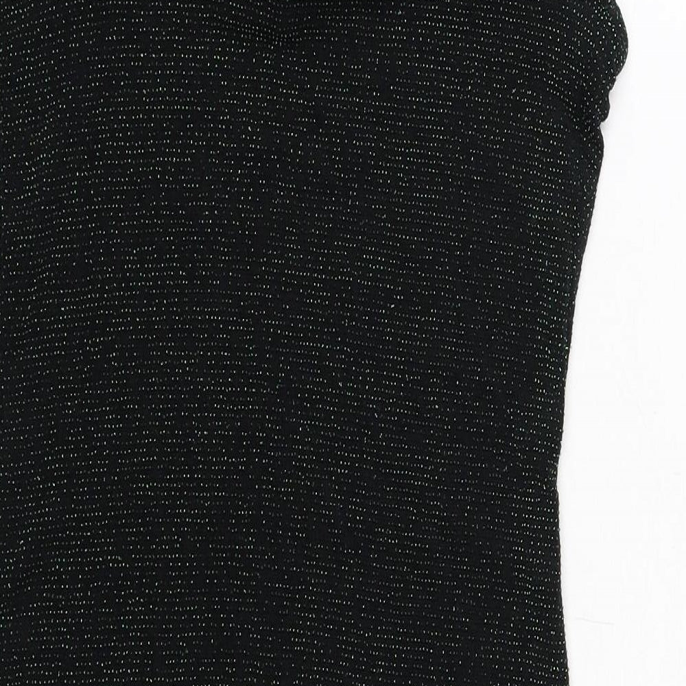 H&M Womens Black Polyester Tank Dress Size 8 Cowl Neck Pullover
