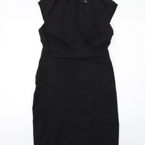 NEXT Womens Black Polyester Shift Size 12 V-Neck Zip