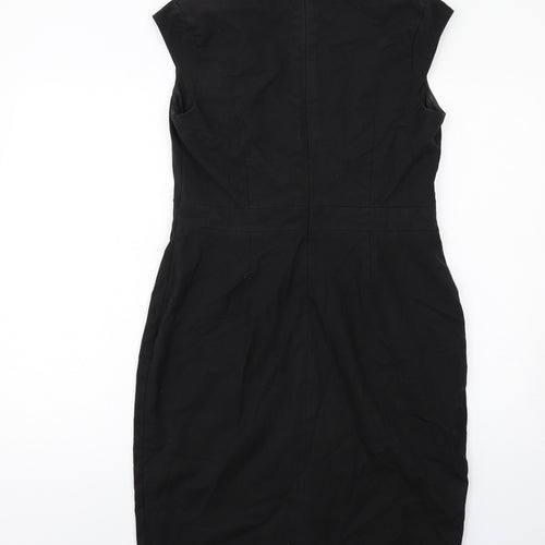 NEXT Womens Black Polyester Shift Size 12 V-Neck Zip
