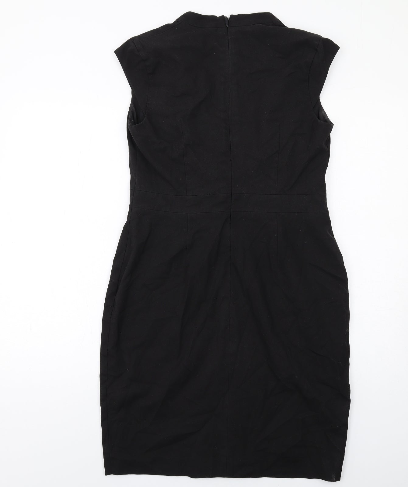 NEXT Womens Black Polyester Shift Size 12 V-Neck Zip