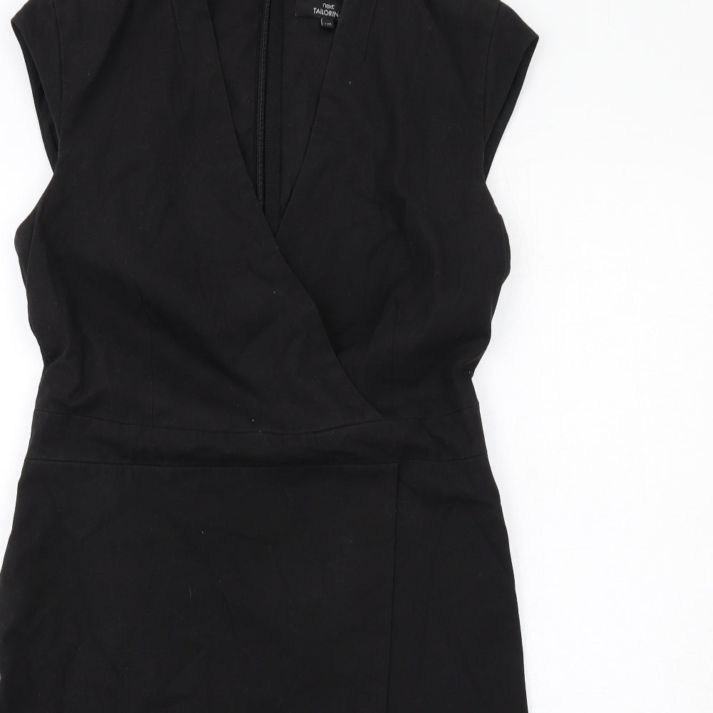 NEXT Womens Black Polyester Shift Size 12 V-Neck Zip