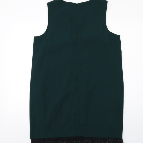NEXT Womens Green Polyester A-Line Size 16 Round Neck Zip