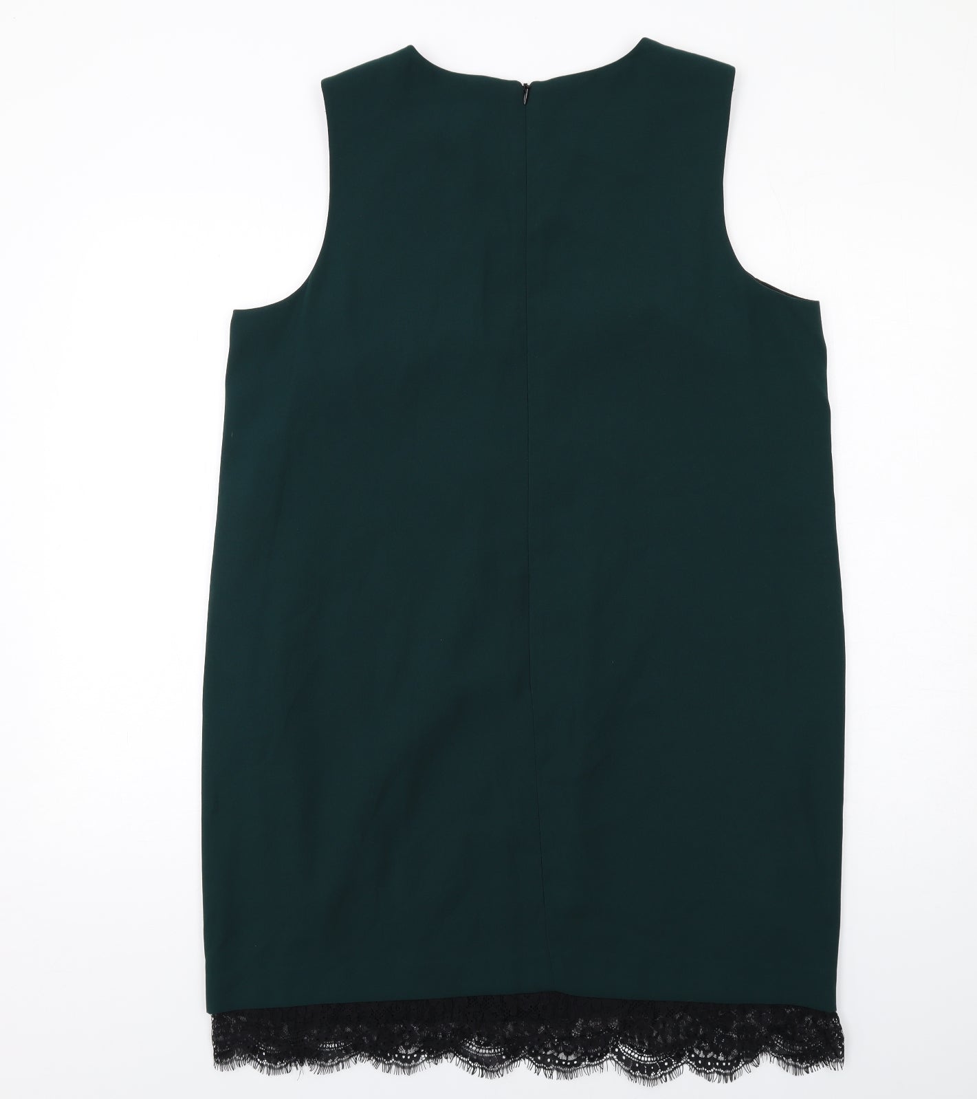NEXT Womens Green Polyester A-Line Size 16 Round Neck Zip