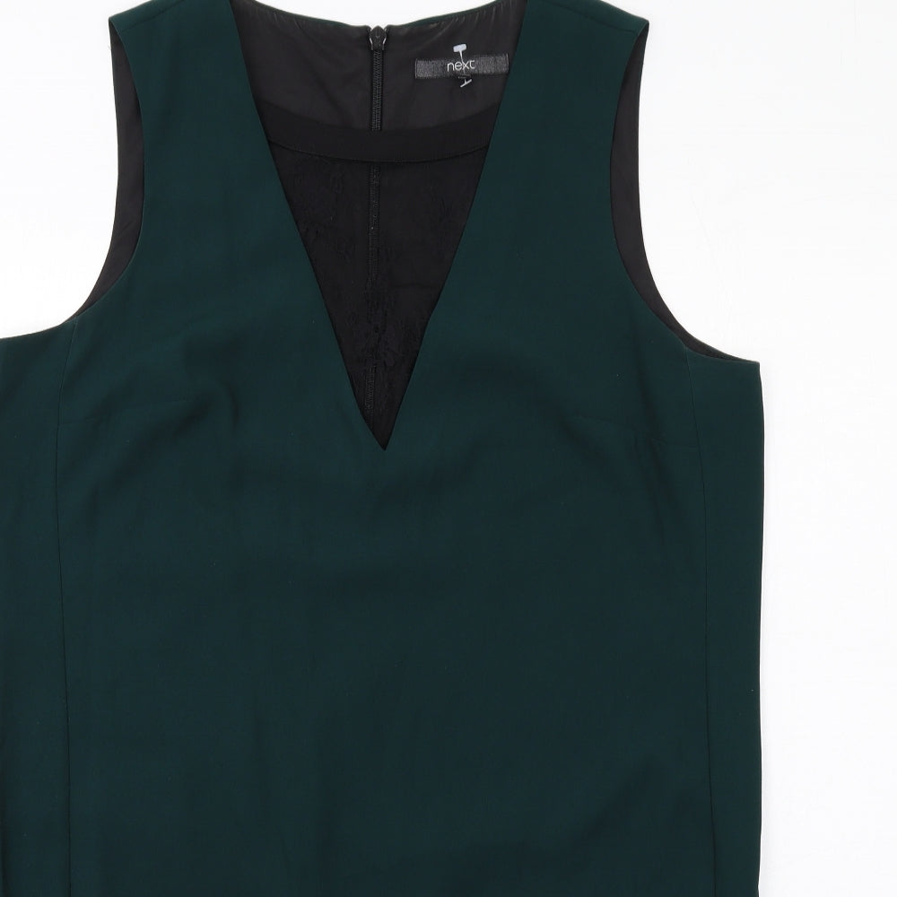 NEXT Womens Green Polyester A-Line Size 16 Round Neck Zip