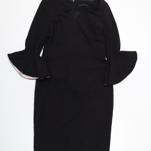 Definitions Womens Black Polyester A-Line Size 12 V-Neck Zip
