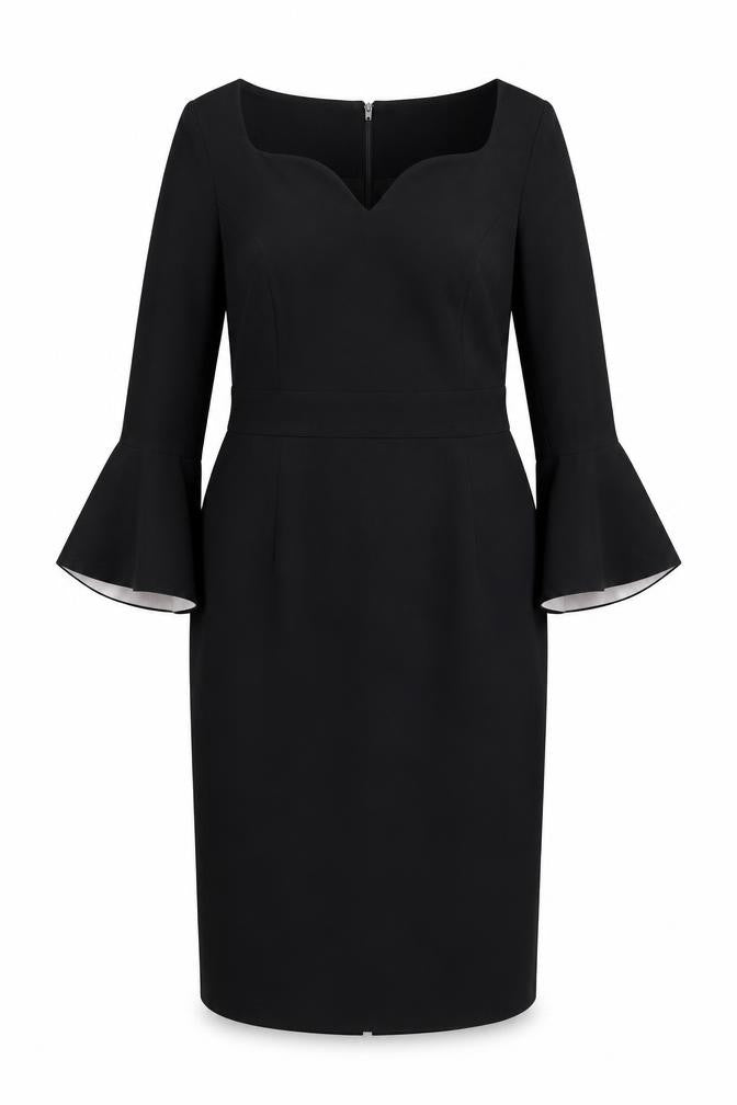 Definitions Womens Black Polyester A-Line Size 12 V-Neck Zip