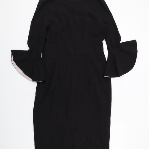 Definitions Womens Black Polyester A-Line Size 12 V-Neck Zip