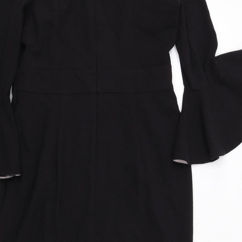 Definitions Womens Black Polyester A-Line Size 12 V-Neck Zip