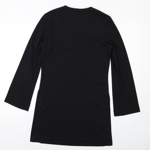 EAST Womens Black Polyester A-Line Size 10 V-Neck Pullover