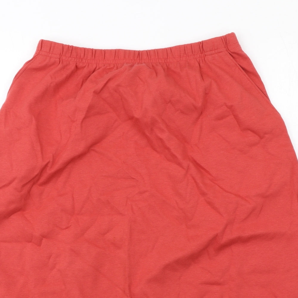 Lands' End Womens Red Cotton A-Line Skirt Size 10