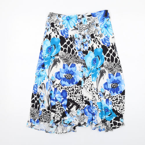 Saloos Womens Blue Floral Viscose Swing Skirt Size M - Leopard tiger pattern