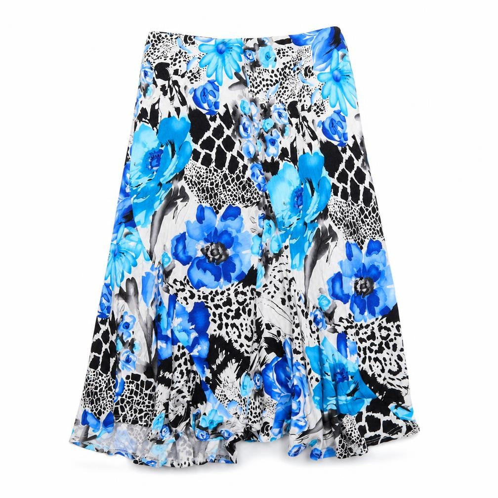 Saloos Womens Blue Floral Viscose Swing Skirt Size M - Leopard tiger pattern