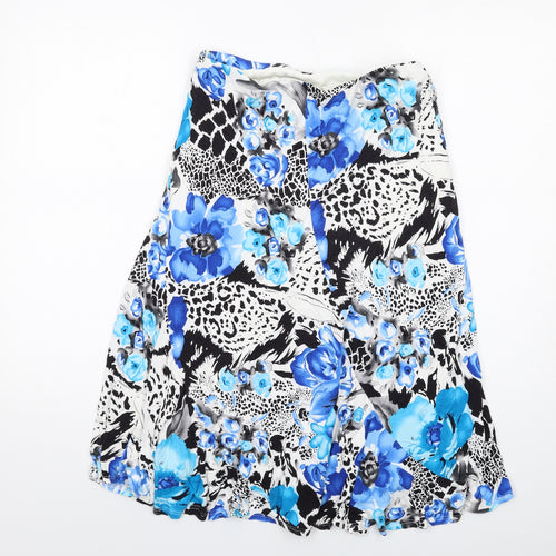 Saloos Womens Blue Floral Viscose Swing Skirt Size M - Leopard tiger pattern