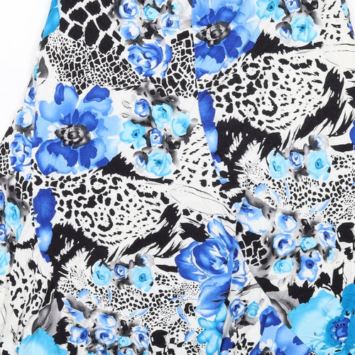 Saloos Womens Blue Floral Viscose Swing Skirt Size M - Leopard tiger pattern