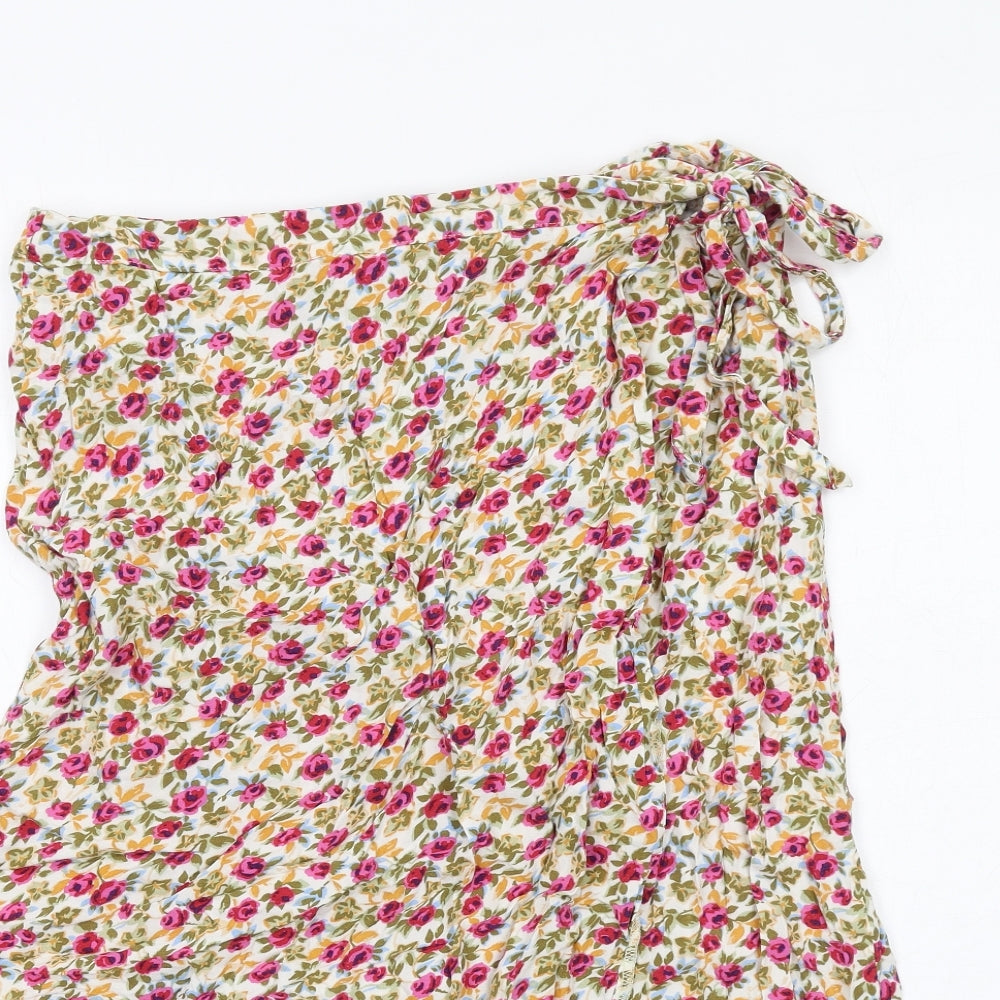 New Look Womens Multicoloured Floral Viscose Peasant Skirt Size 14 Button