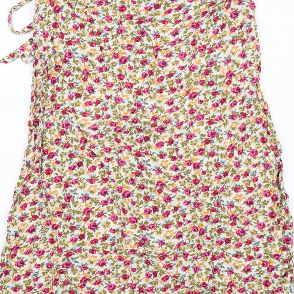 New Look Womens Multicoloured Floral Viscose Peasant Skirt Size 14 Button