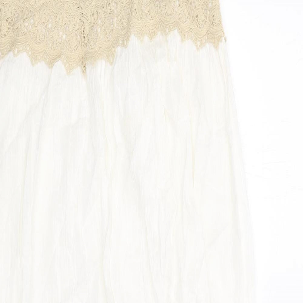 Zara Womens Ivory Viscose Slip Dress Size XS Square Neck Pullover