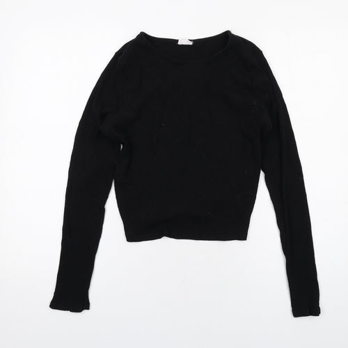 Cotton On Womens Black Cotton Basic Blouse Size M Round Neck