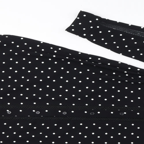 Marks and Spencer Womens Black Polka Dot Polyester Shirt Dress Size 10 Collared Button