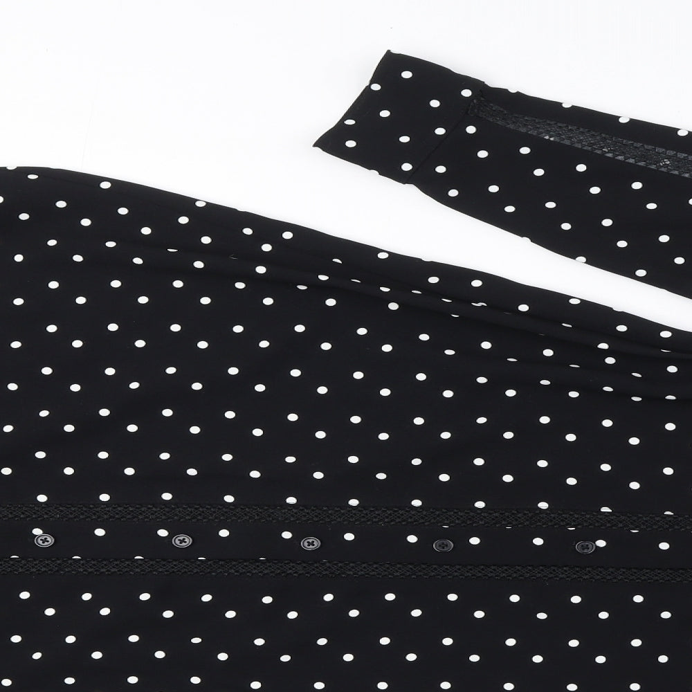 Marks and Spencer Womens Black Polka Dot Polyester Shirt Dress Size 10 Collared Button