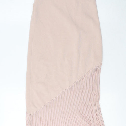 Zara Womens Pink Viscose Slip Dress Size S Round Neck Pullover