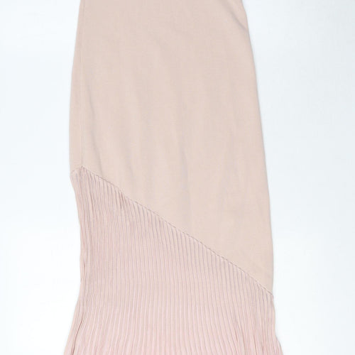Zara Womens Pink Viscose Slip Dress Size S Round Neck Pullover