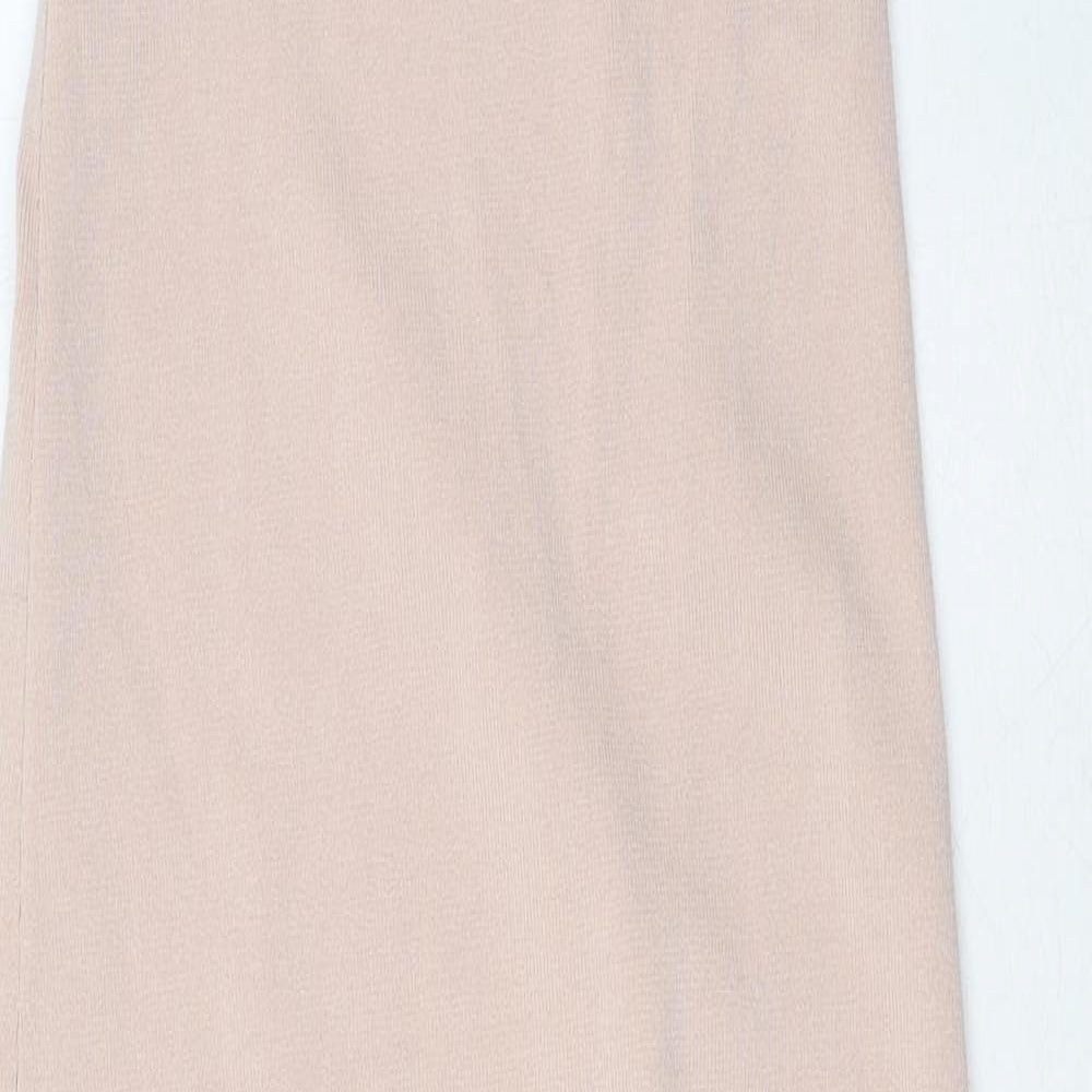 Zara Womens Pink Viscose Slip Dress Size S Round Neck Pullover