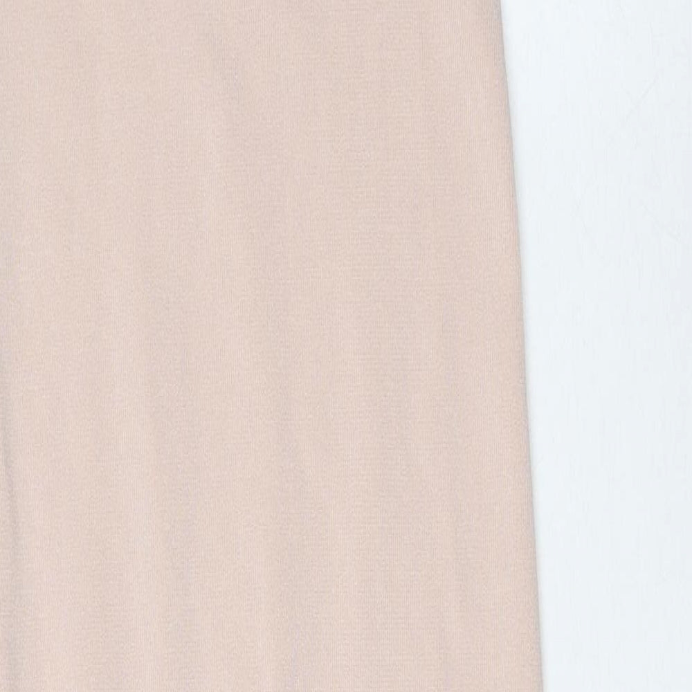 Zara Womens Pink Viscose Slip Dress Size S Round Neck Pullover