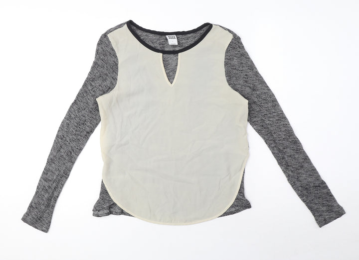VERO MODA Womens Grey Viscose Basic T-Shirt Size S Round Neck