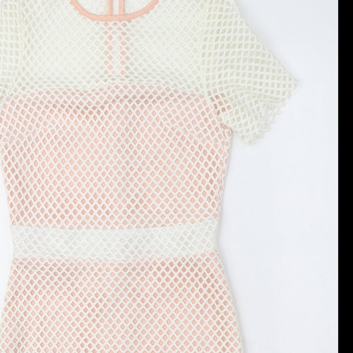 ASOS Womens Pink Polyester Shift Size 8 Crew Neck Zip